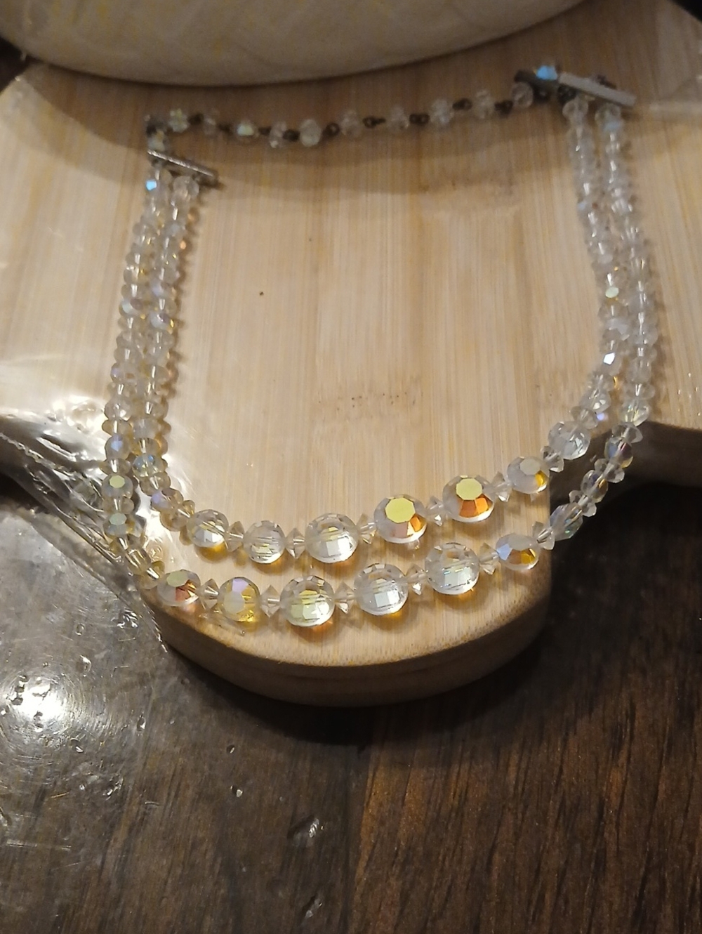 Crystal Aurora-Effect Double Strand Necklace - Women Jewelry